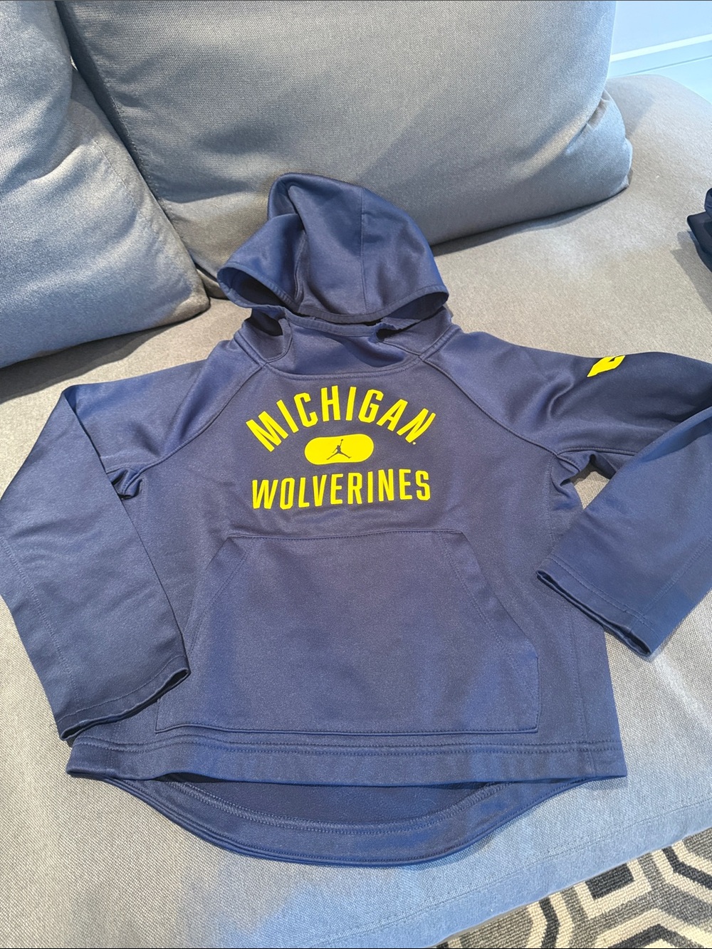 Michigan Wolverines Kids Navy Hoodie with Yellow Logo Jordan